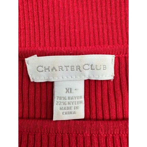 Charter Club 3/4 Sleeve Ribbed Knit Sweater Women's Size XL Red Gold Buttons - Picture 6 of 7